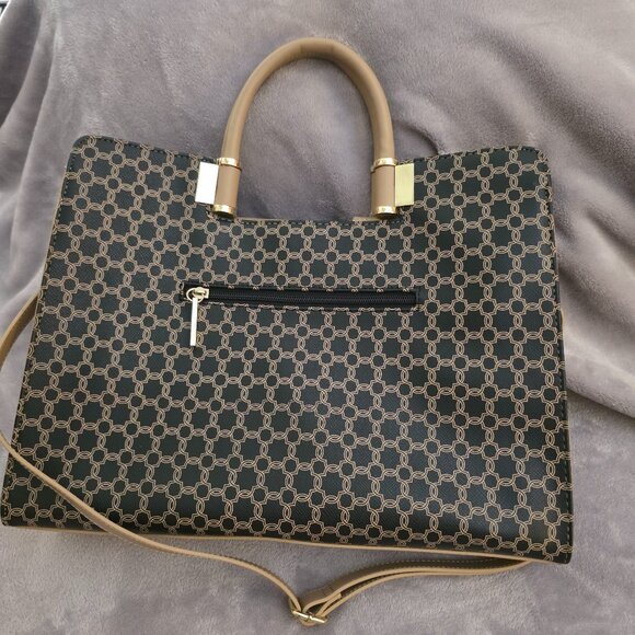 Ivanka Trump Tan/Brown Faux Leather Handbag with Gold Accents - Picture 2 of 8